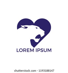 Tiger heart shape logo template design vector icon illustration.