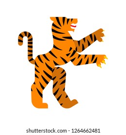 Tiger Heraldic animal. Fantastic Beast. Monster for coat of arms. Heraldry design element.