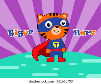 tiger hero. vector cartoon illustration
