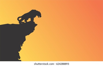 Tiger in the Hill Silhouette Vector Design