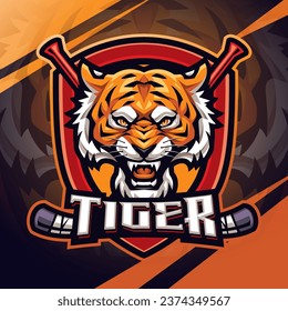 Tiger hockey esport mascot logo design