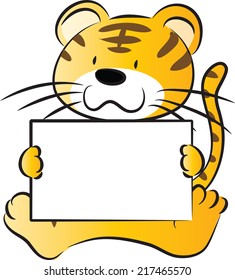  tiger holding blank paper