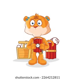 el tigre que tiene carácter dinamita. vector de mascota de dibujos animados