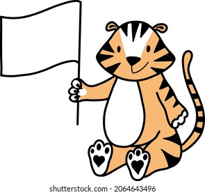 Tiger Holding Flag Discount Announcement Orange Stock Vector (Royalty ...