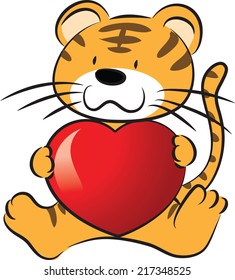 tiger holding a heart shape