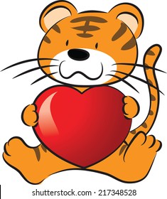 Tiger Holding Heart Shape Stock Vector (royalty Free) 217348528 