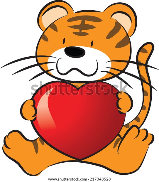 Tiger Holding Heart Shape Stock Vector (Royalty Free) 217348528 ...