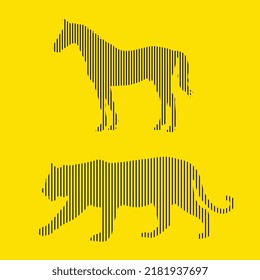 Tiger and horse line art vector design