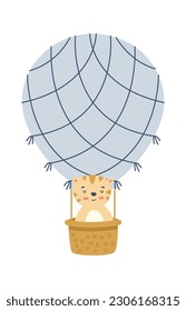 Tiger In Hot-Air Balloon Vector Illustration