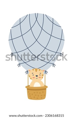 Tiger In Hot-Air Balloon Vector Illustration