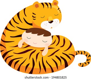tiger hug boy 