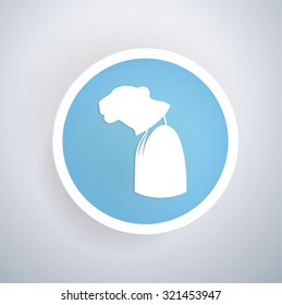 Tiger human icon on blue button background, clean vector