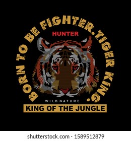 tiger hunter,images,graphic t shirt for print vector illustraton design