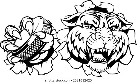A tiger ice hockey team cartoon animal sports mascot