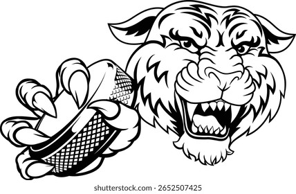 Um tigre de hóquei no gelo equipe de desenho animado animal esportes mascote