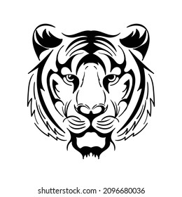 Tiger Icon Black On White Background Stock Vector (Royalty Free) 2096680036