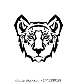 El icono del tigre es negro, sobre un fondo blanco.