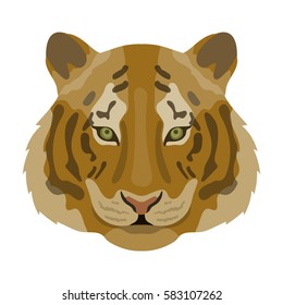 Tiger icon in cartoon style isolated on white background. Realistic animals symbol stock vector illustration.