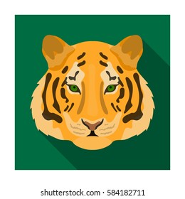 Tiger icon in flat style isolated on white background. Realistic animals symbol stock vector illustration.