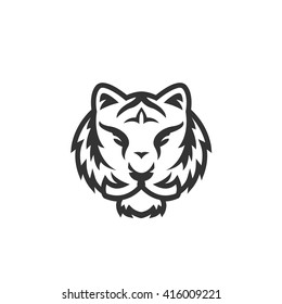 Tiger-Symbol einzeln auf weißem Hintergrund. Logo-Silhouette-Design-Vorlage. Einfaches Symbol-Konzept im flachen Stil. Abstraktes Zeichen, Piktogramm für Web-, Mobil- und Infografiken - Stockvektorgrafik