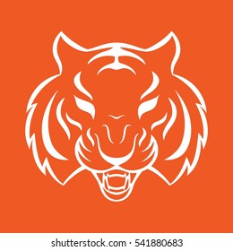 Tiger icon isolated on a white background. Tiger logo template, tattoo design, t-shirt print.