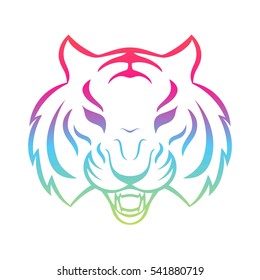 Tiger icon isolated on a white background. Tiger logo template, tattoo design, t-shirt print.