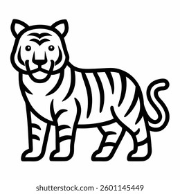 tiger icon line art vector logo on white background