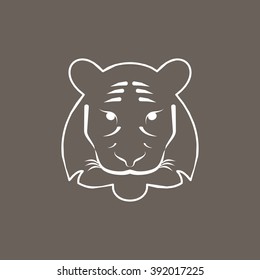 Tiger Icon on Dark Gray Color. Eps-10.