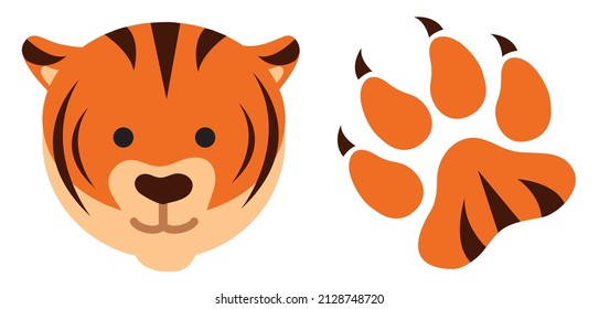 Tiger Icon, Tiger Paw Print Logo. Year Of The Tiger