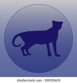 Tiger icon. Round blue symbol of an animal. Tiger silhouette design.