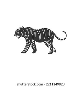 Tiger Icon Silhouette Illustration. Animals Vector Graphic Pictogram Symbol Clip Art. Doodle Sketch Black Sign.