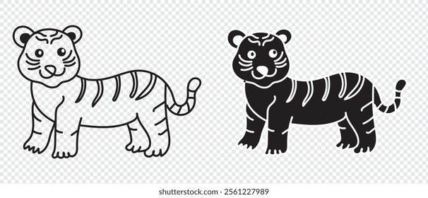 Tiger icon. Tiger silhouette logo design inspiration with a flat design using a black color