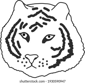 tiger icon, sticker, poster. sketch hand drawn doodle style. vector, minimalism, monochrome. animal wild. 2022 symbol of the year.