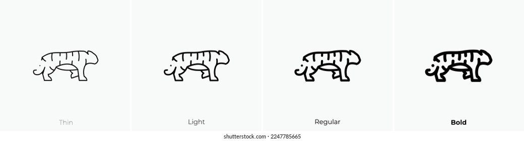 tiger icon. Thin, Light Regular And Bold style design isolated on white background