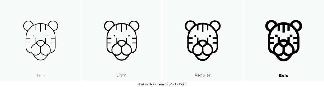 tiger icon. Thin, Light Regular And Bold style design isolated on white background