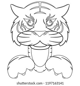 Tiger icon. Vector illustration of cartoon tiger. Funny tiger.