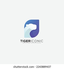 tiger iconic design logo gradient template