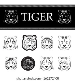 Tiger Icons Set - Isolated On White Background - Vector Illustration, Graphic Design Editable For Your Design 
