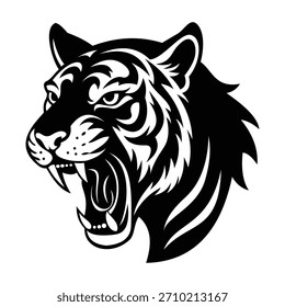 Tiger Illustration Diseño de silueta de Vector negro