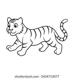 Tiger illustration coloring page for kids 