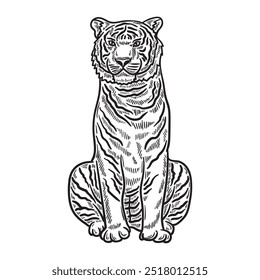 Tiger Illustration Colorless - Tiger 08