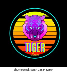 Tiger illustration with cyberpunk retro effect. perfect to use for poster or t shirt iplustration design 