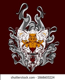 Tiger illustration design for sukajan is mean japan traditional cloth or t-shirt with digital hand drawn Embroidery Men T-shirts Summer Casual Short Sleeve Hip Hop T Shirt Streetwear