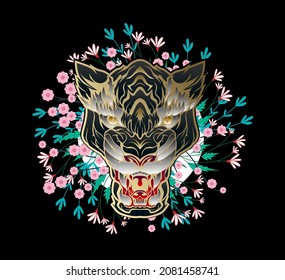 tiger illustration design for sukajan is mean japan traditional cloth or t-shirt with digital hand drawn Embroidery Men T-shirts Summer Casual Short Sleeve Hip Hop T Shirt Streetwear