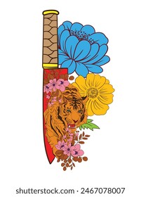 tiger illustration design for sukajan is mean japan traditional cloth or t-shirt with digital hand drawn Embroidery Men T-shirts Summer Casual Short Sleeve Hip Hop T Shirt Streetwear
