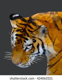 Tiger illustration. Head of a tiger in triangulation technique. Vector illustration. 