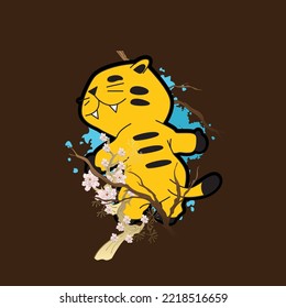 tiger illustration with japanese style for kaijune event, notebook, logo