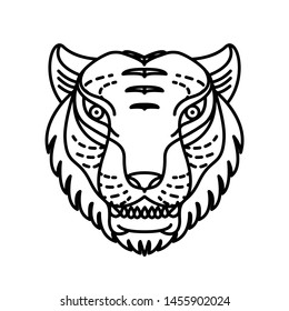 tiger illustration with line art style