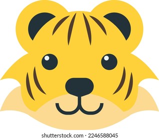 tiger illustration in minimal style isolated on background