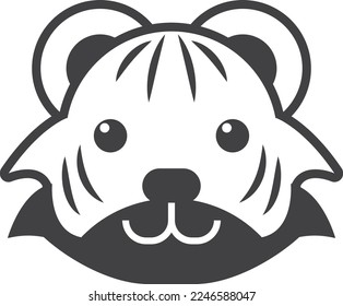 tiger illustration in minimal style isolated on background